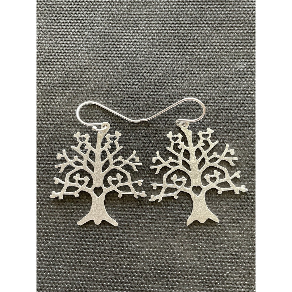 Vintage 925 sterling silver Tree of Life Dangle earrings Estate Jewelry
